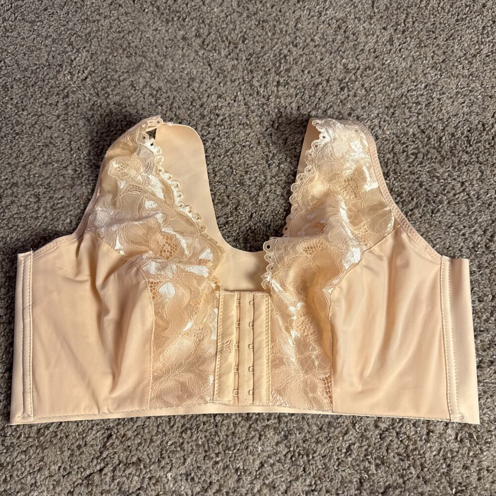 Swbreety 42/95 Smoothing Nude Wireless Padded Size Minimizer Bra Lace Lined